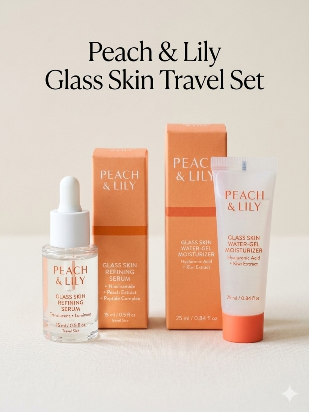 Peach & Lily Glass Skin Travel Duo Set - Serum & Water-Gel Moisturizer (NIB)